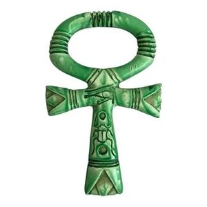 Egyptian Ankh Decor Scarab Cross Green Symbol of Life 6" Amulet Gift